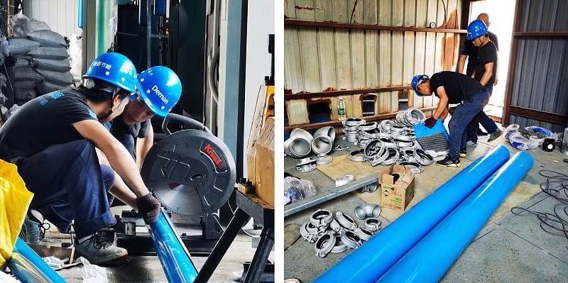 德曼鋁合金節(jié)能超級(jí)管道安裝現(xiàn)場(chǎng)